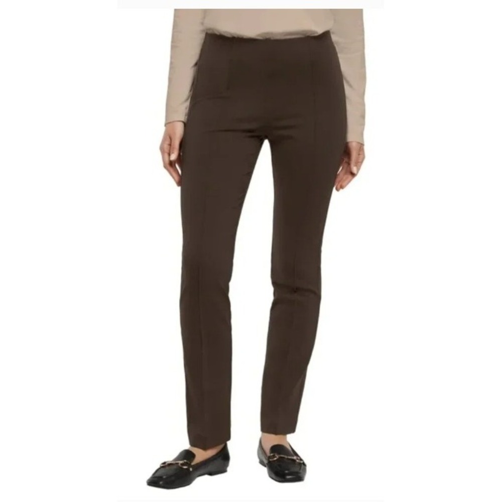 Banana Republic Pintuck Ponte Pant Womens S Brown High Rise Office Stretch NWT
